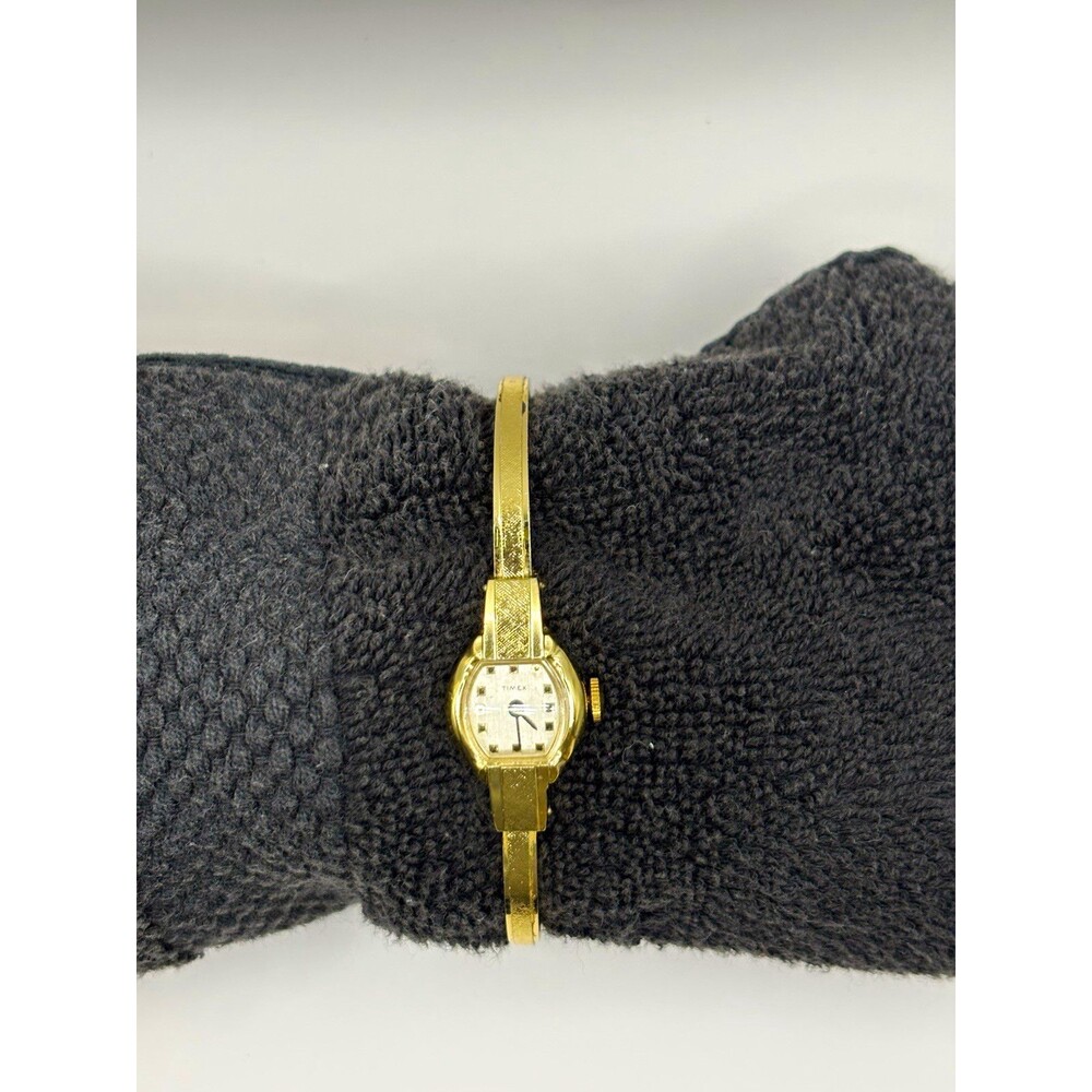 Timex Women's Gold Tone Bangle Watch Silver Dial Analog Manual Wind
